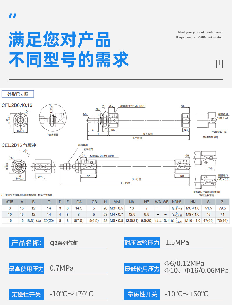 CJ2标准型气缸